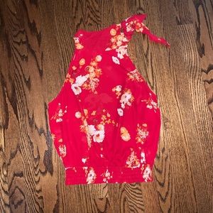 Red floral tank top